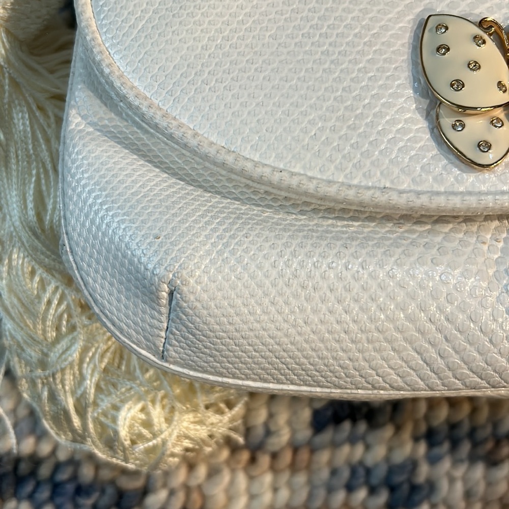 Judith Leiber White Lizard/Snake Pattern Bag With… - image 5